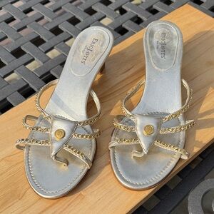 Eric Javits Metallic Sandals with Braided Straps